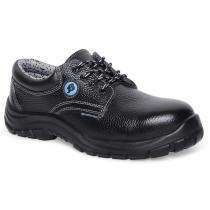 Bata Tigre Low Cut Buff Barton Print Leather Steel Toe Safety Shoes Black_0