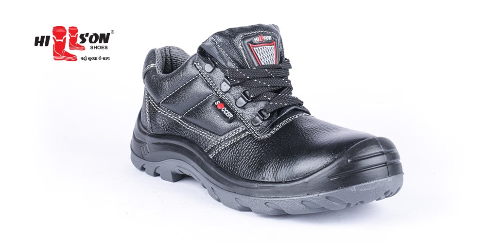 Hillson Soccer Buff Leather Steel Toe Safety Shoes Black_2