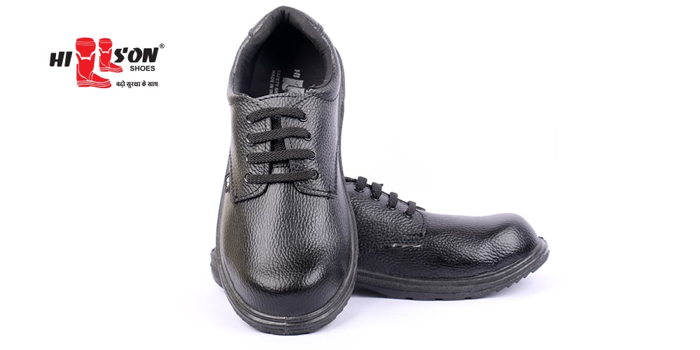 Hillson U4 Genuine Black Split Leather Steel Toe Safety Shoes Black_1