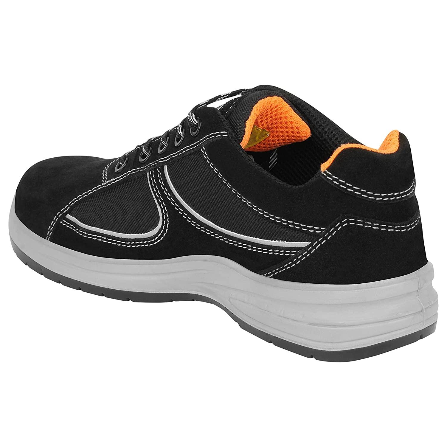 Allen Cooper AC-1582 Buff Suede Leather Non Metallic Composite Toe Safety Shoes Black_3