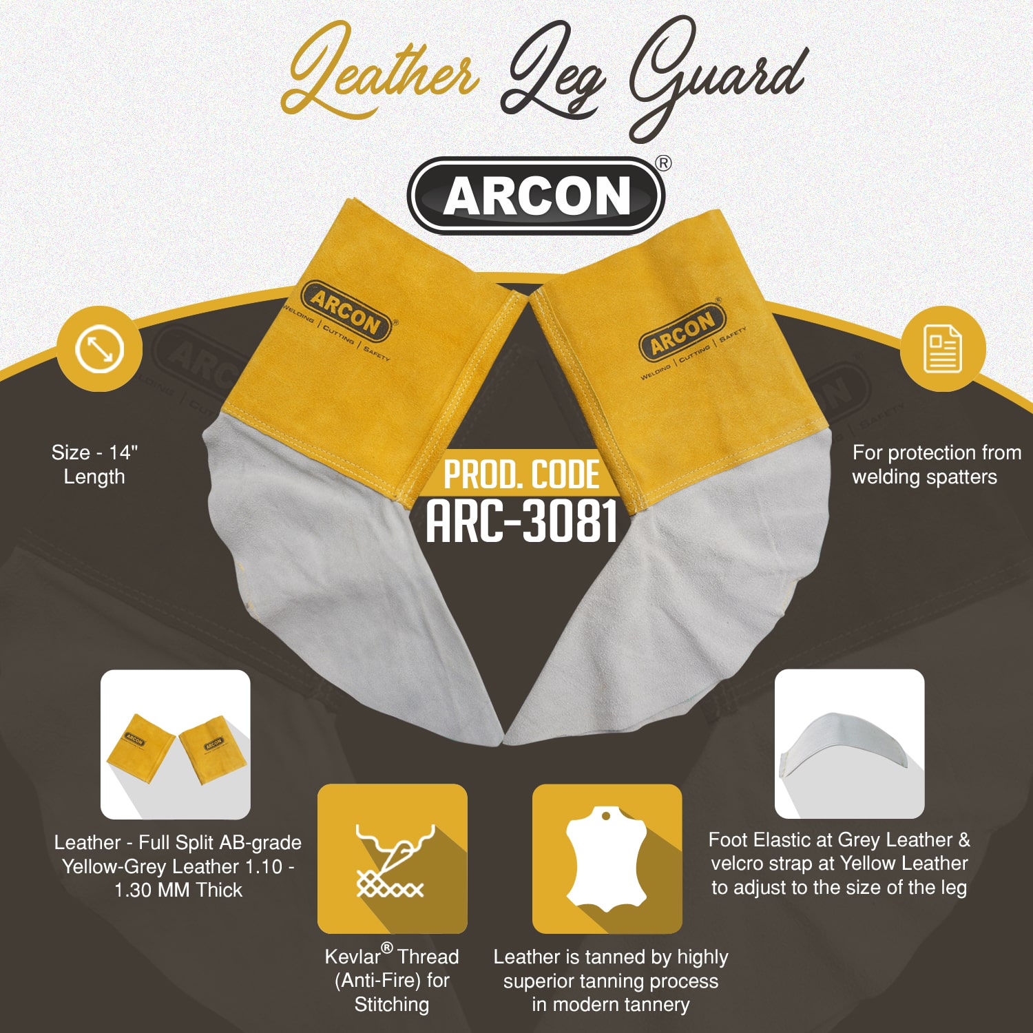 ARCON Leather Welding Leg Guard Standard 17 inch_1