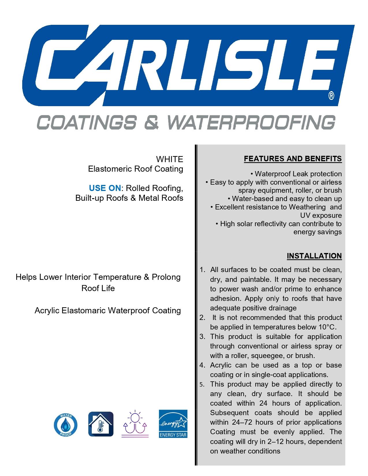 Carlisle Coating Acrylic coating Waterproofing Chemical in Litre_1