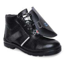 Bata Moulded Lite Flap Buff Barton Print Leather Steel Toe Safety Shoes Black_0