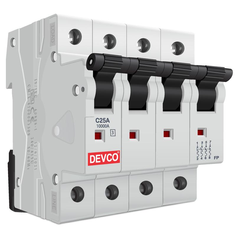 Buy DEVCO MCB40250C Four Pole 25 A C Curve MCB online at best rates in