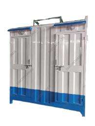 S M CONTAINER Mild Steel 8.5 ft Portable Toilet Cabin White and Blue_0
