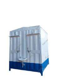 S M CONTAINER Mild Steel 8.5 ft Portable Toilet Cabin White and Blue_0