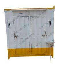 S M CONTAINER Mild Steel 8.5 ft Portable Toilet Cabin White and Yellow_0