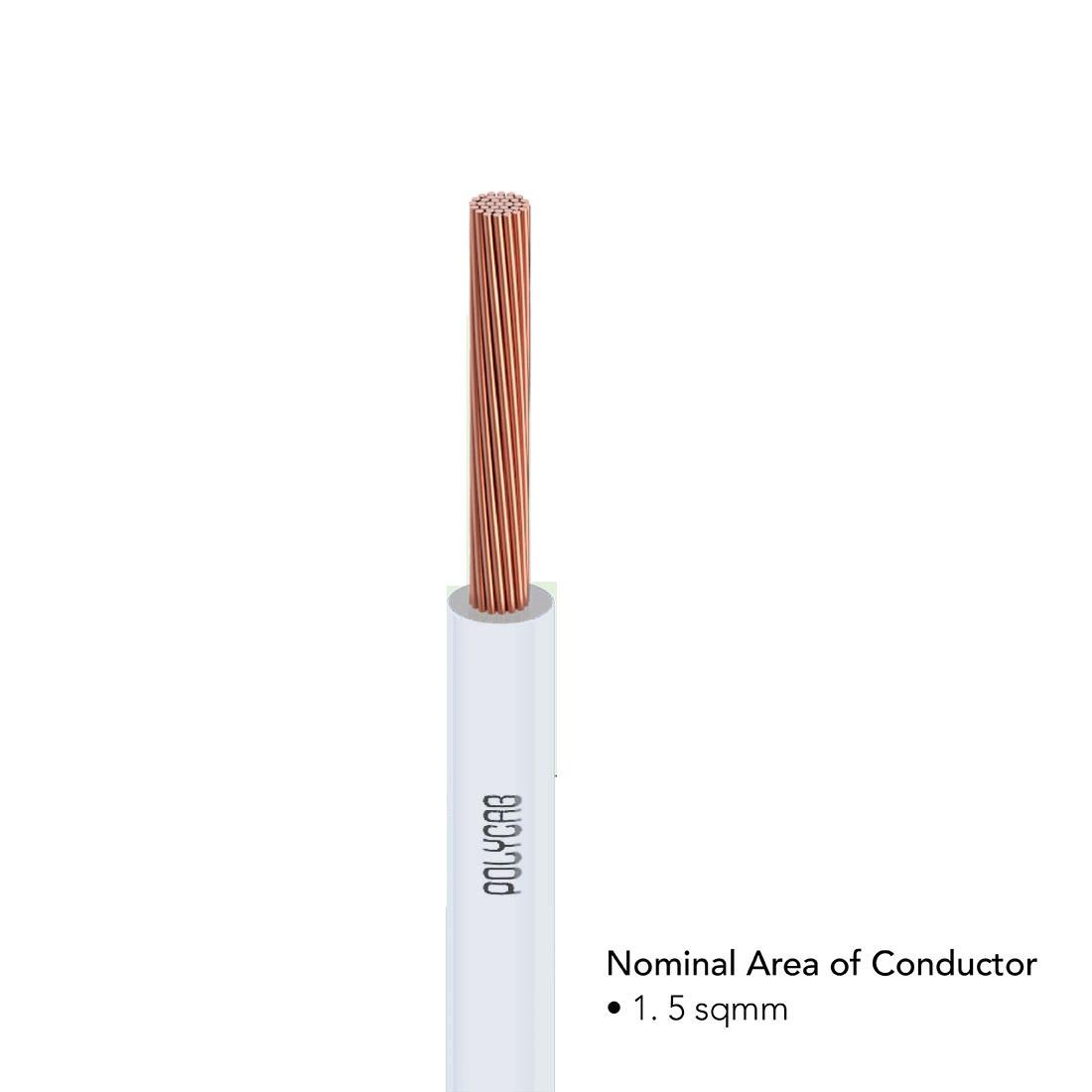 Polycab 1.5 sqmm Stranded Electric Wire White 90 m_2