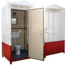 Majestic Mild Steel 8 ft Portable Toilet Cabin White and Red_0