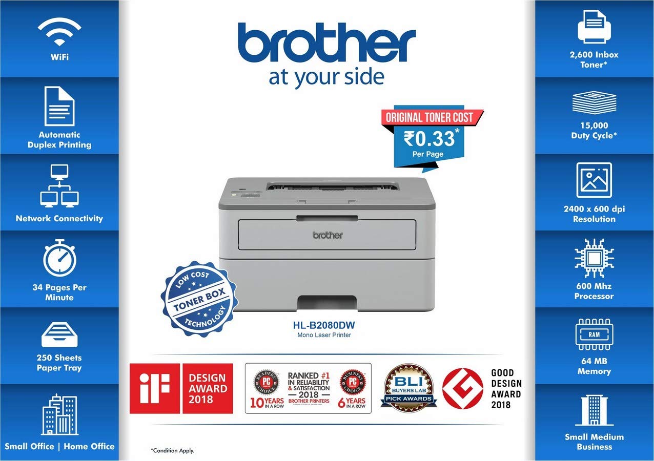 Brother HL-B2080DW Mono Laser 34 ppm Printer_3