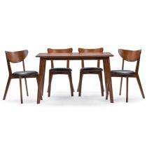 Wooden 4 Seater Modern Dining Table Set Rectangular Brown_0