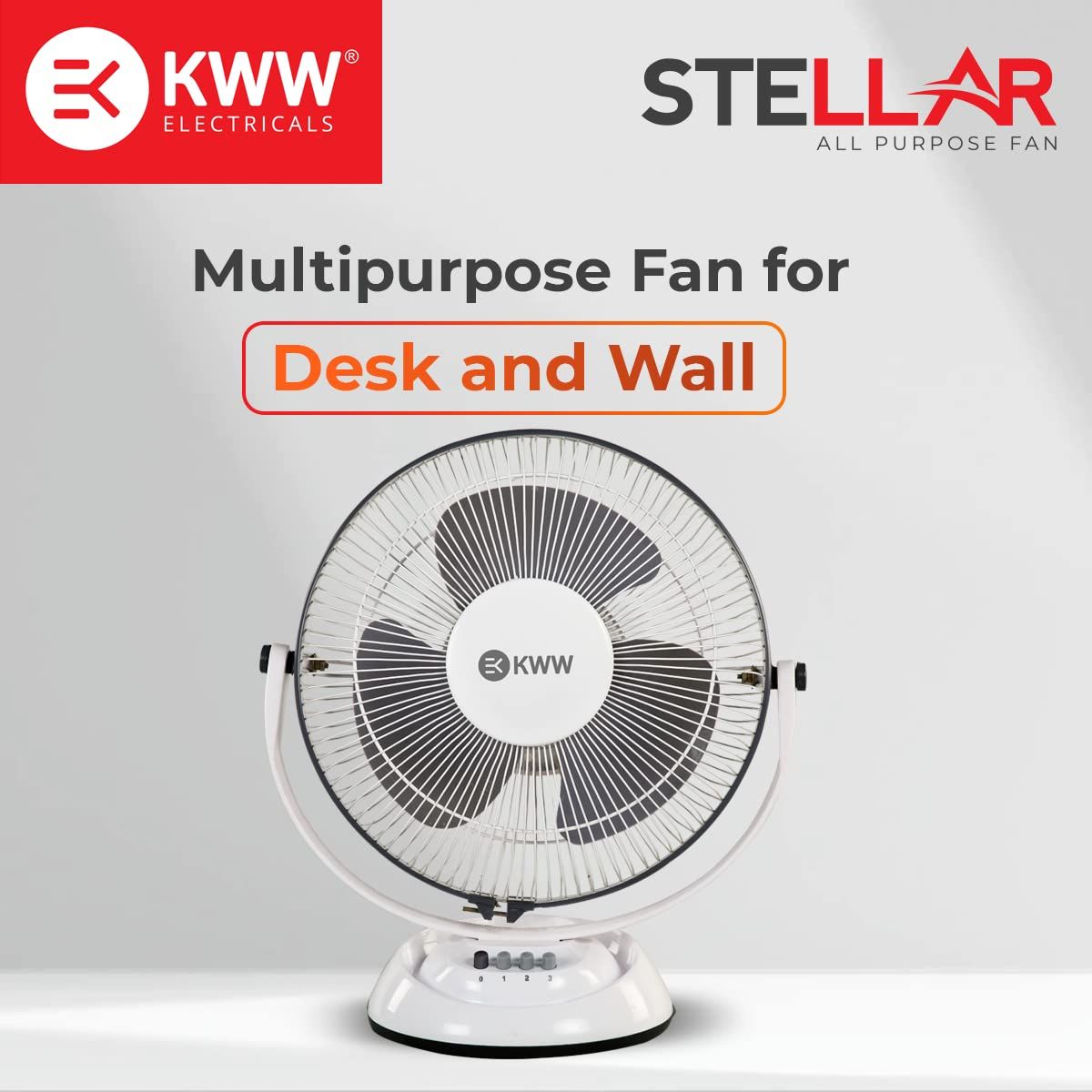 KWW Stellar 300 mm 3 Blades White and Grey Table Fan_4