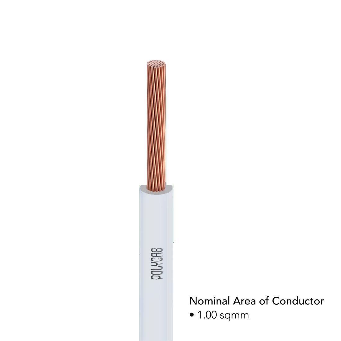 Polycab 1 sqmm Stranded Electric Wire White 90 m_2