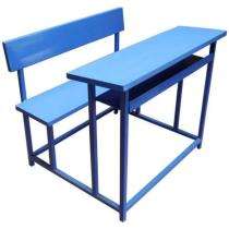 Wooden and Iron 2 Seater Student Bench Desk_0