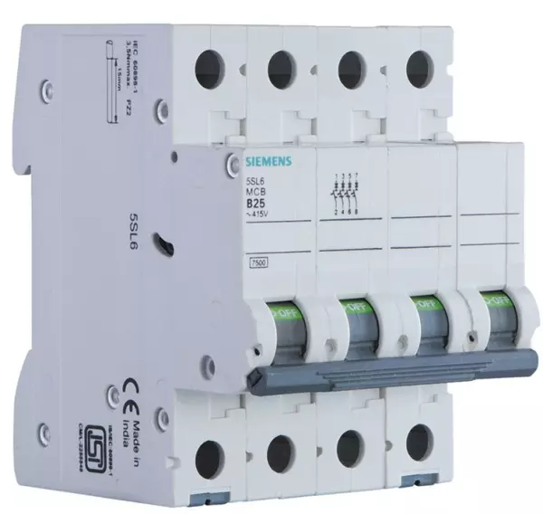 SIEMENS 55L6 Four Pole 63 A B Curve MCB_0