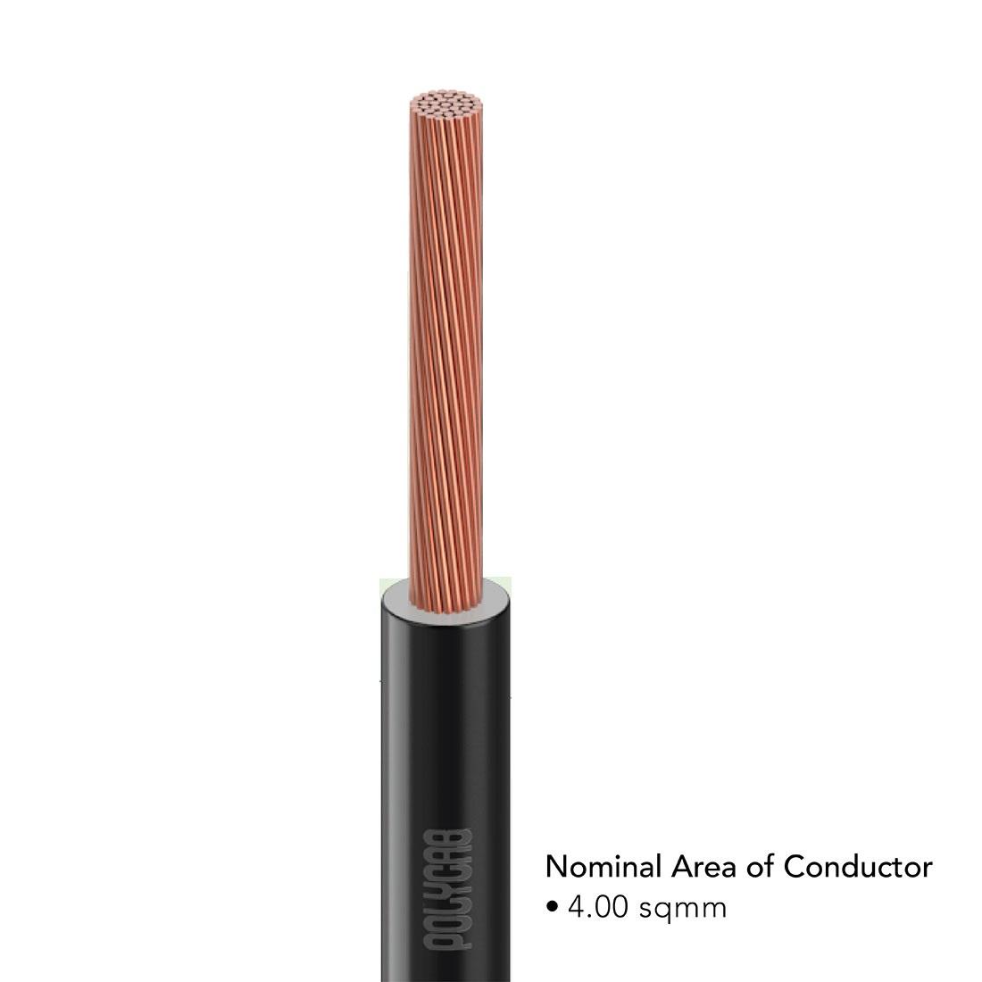 Polycab 4 sqmm Stranded Electric Wire Black 90 m_1