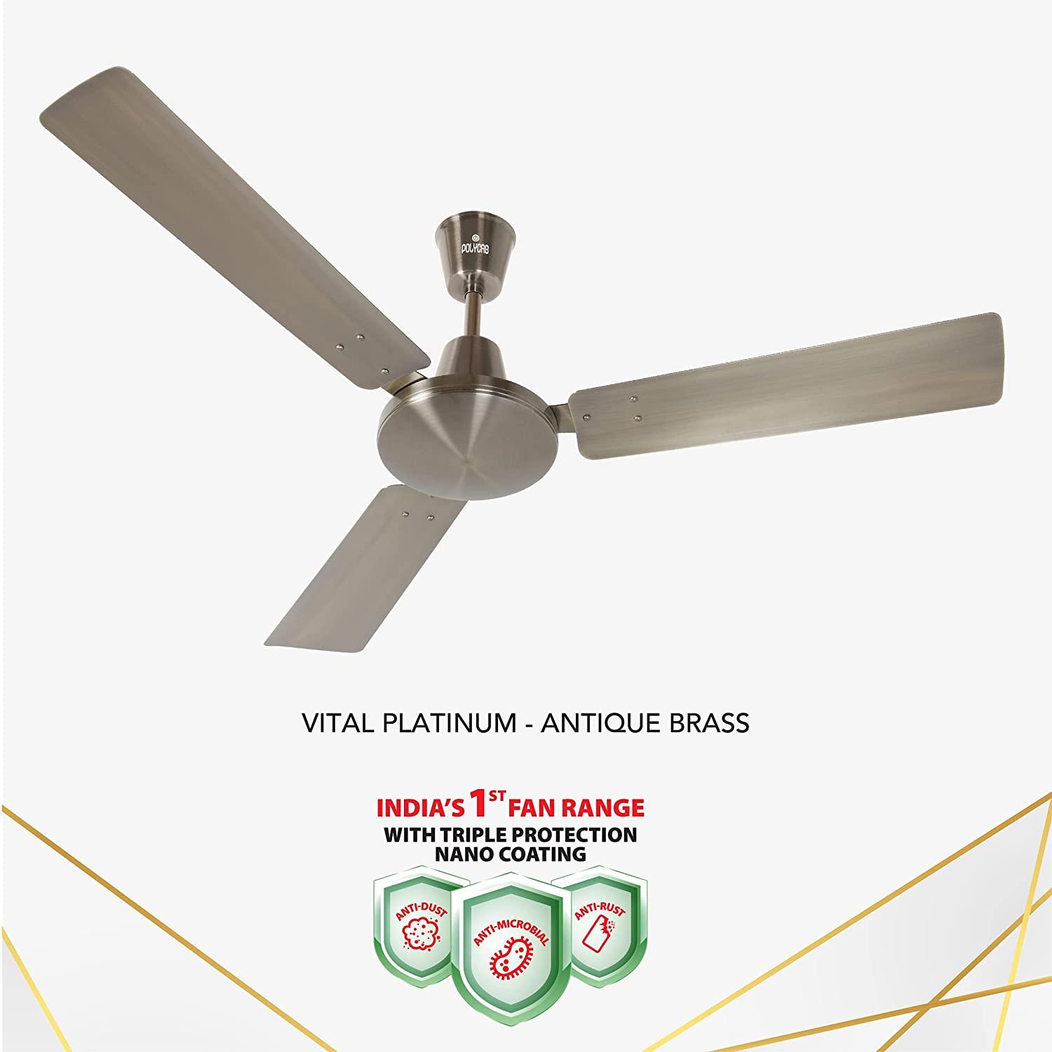 Polycab Vital Platinum 1200 mm 3 Blades 75 W Antique Brass Ceiling Fans_1