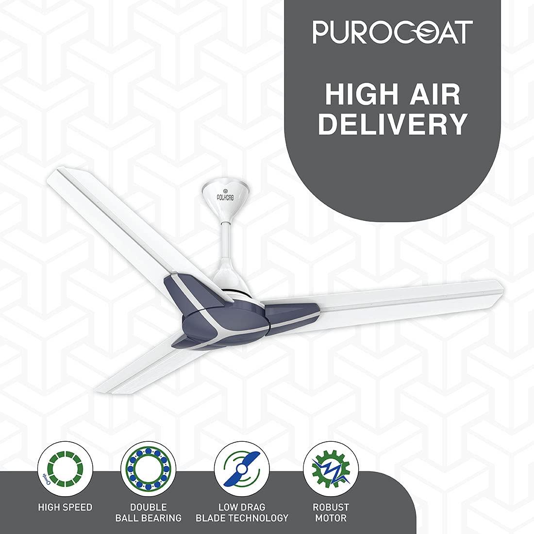 Polycab Euphoria EP02 Purocoat 1200 mm 3 Blades 75 W White Midnight Blue Ceiling Fans_1