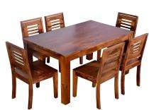 Wooden 6 Seater Traditional Dining Table Set Rectangular Brown_0