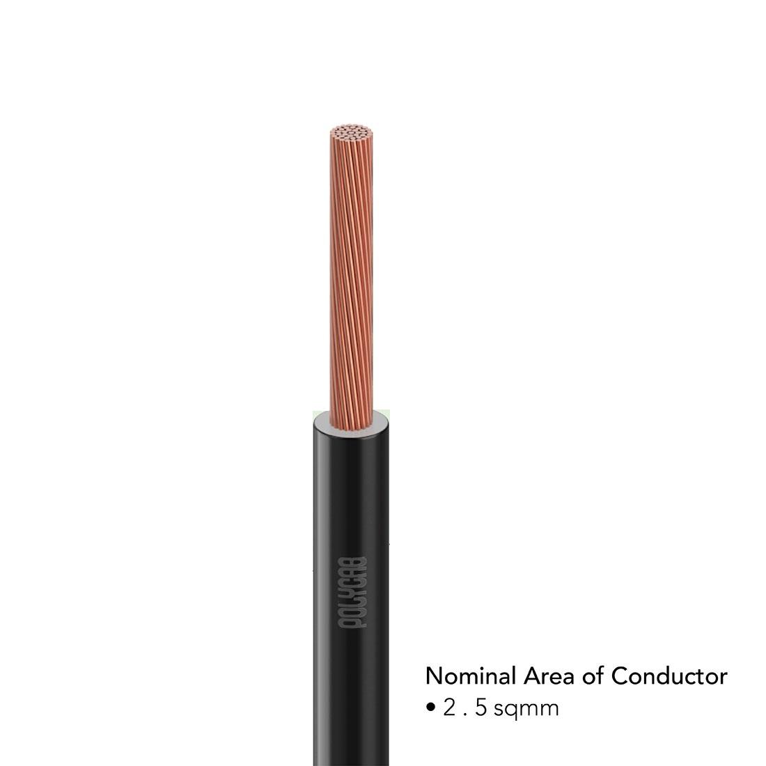 Polycab 2.5 sqmm Stranded Electric Wire Black 90 m_1