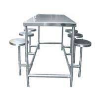 SSE Stainless Steel 6 Seater Canteen Dining Table Folding Chair Silver_0