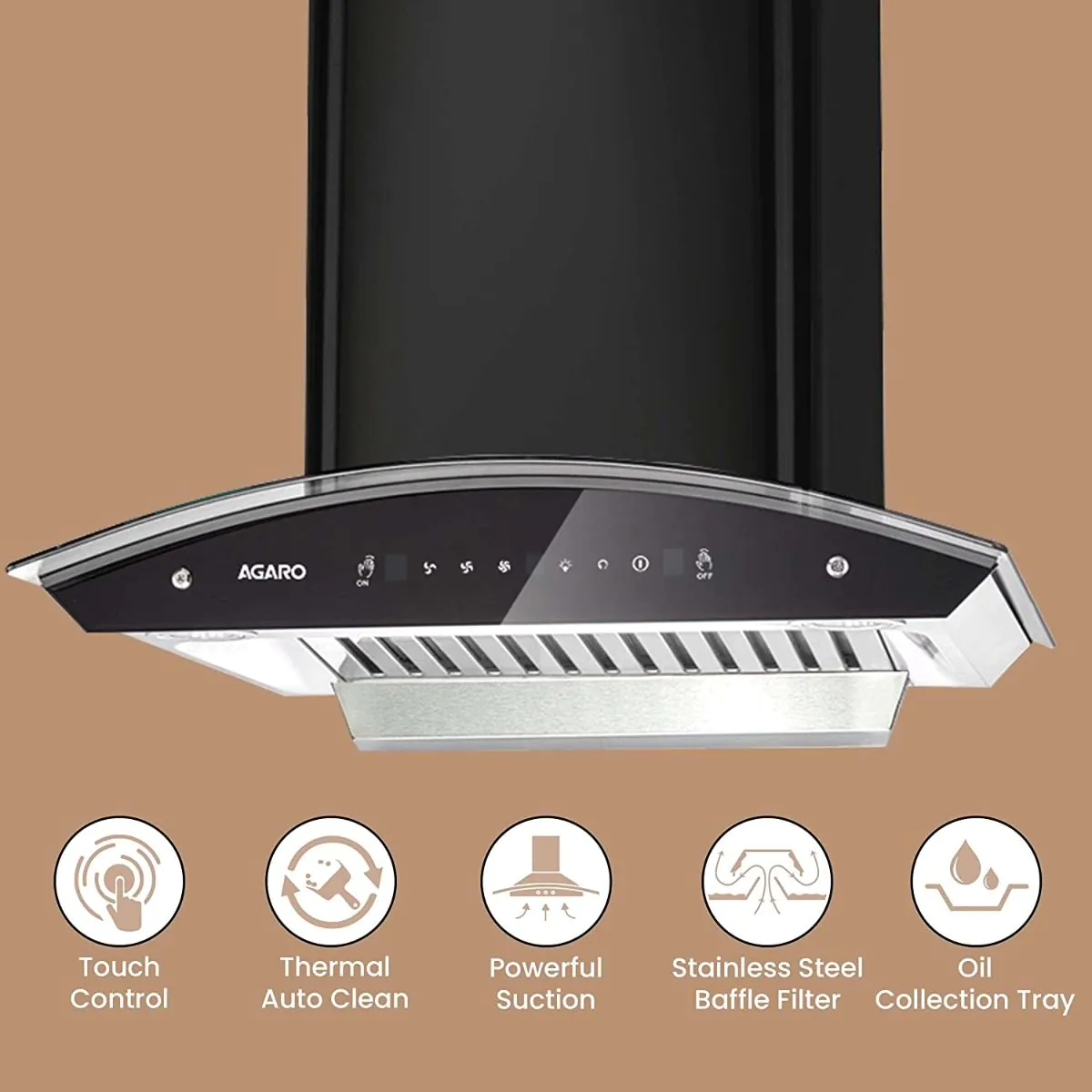 Agaro 33704 Black Wall Mounted Chimney 1200 CMH_1