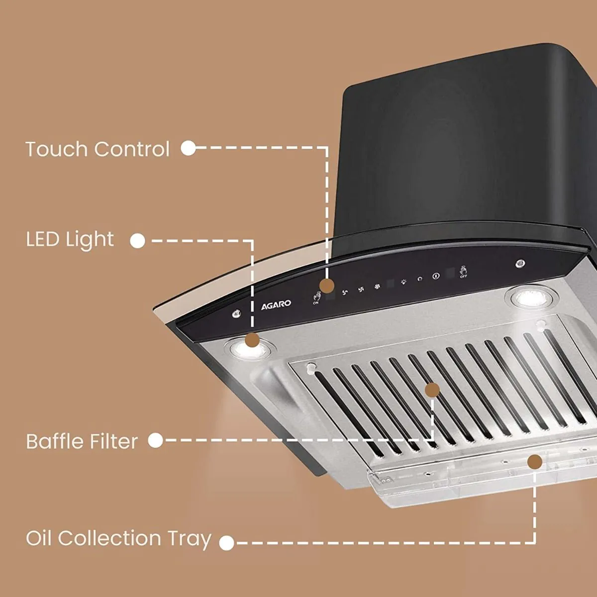 Agaro 33704 Black Wall Mounted Chimney 1200 CMH_2