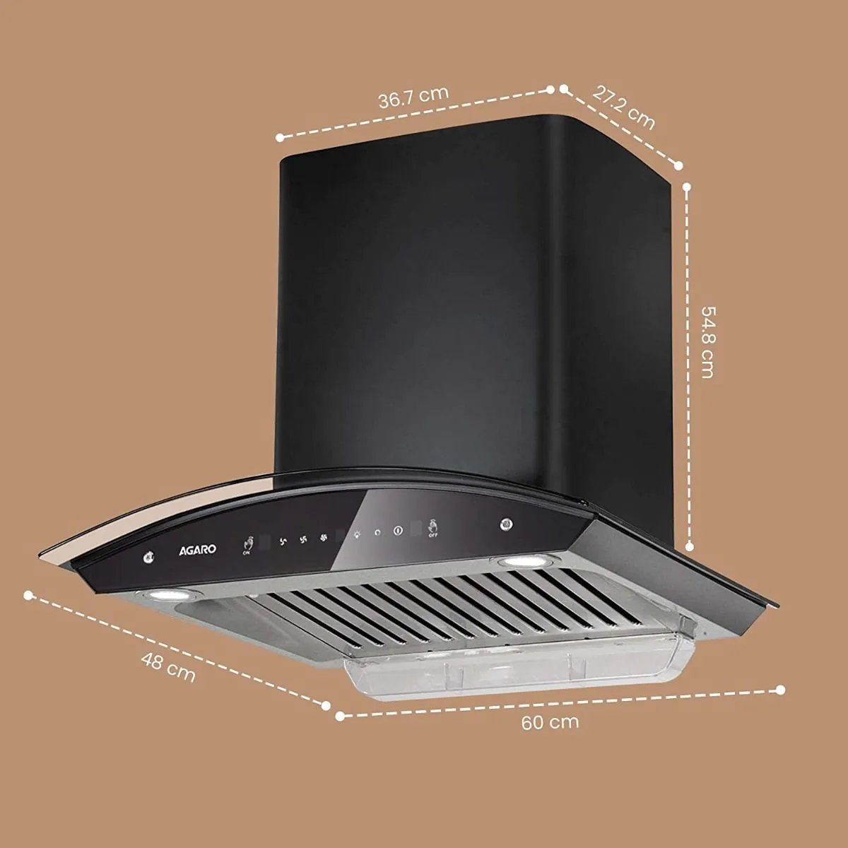Agaro 33704 Black Wall Mounted Chimney 1200 CMH_4