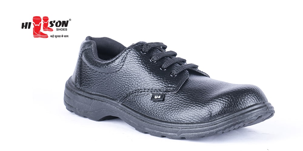 Hillson U4 Genuine Black Split Leather Steel Toe Safety Shoes Black_3