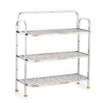 Stainless Steel 3 Shelves Shoe Rack 2 kg 24 x 18 x 20 inch Silver_0