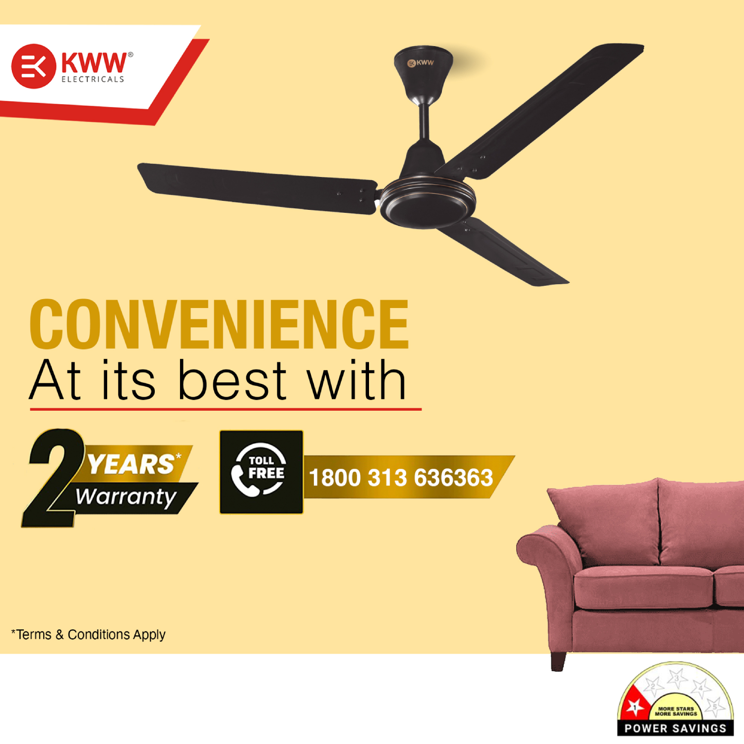 KWW Airista Plus 1200 mm 3 Blades 50 W Smoke Brown Ceiling Fans_4