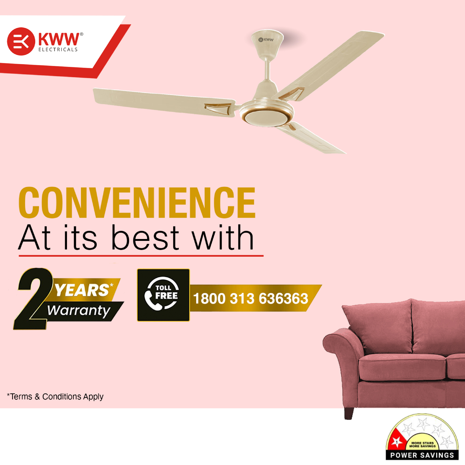 KWW Airista Plus DLX 1200 mm 3 Blades 50 W Ivory Ceiling Fans_3