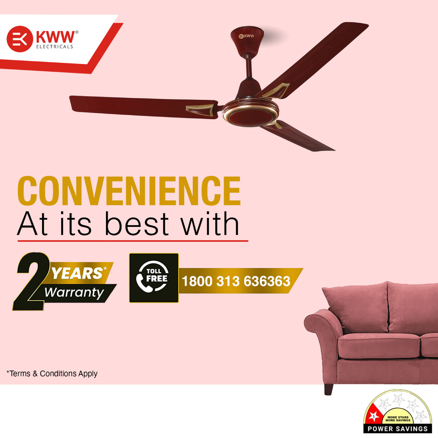 KWW Airista Plus DLX 1200 mm 3 Blades 50 W Brown Ceiling Fans_3