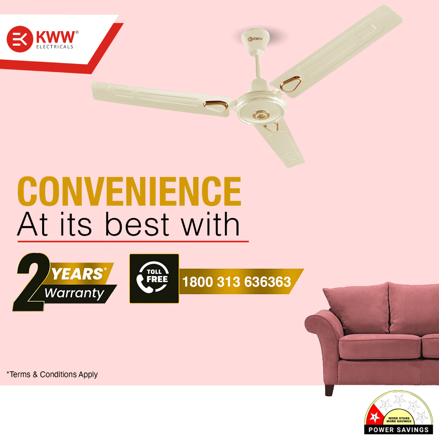 KWW AirVin DLX 1200 mm 3 Blades 52 W Ivory Ceiling Fans_3
