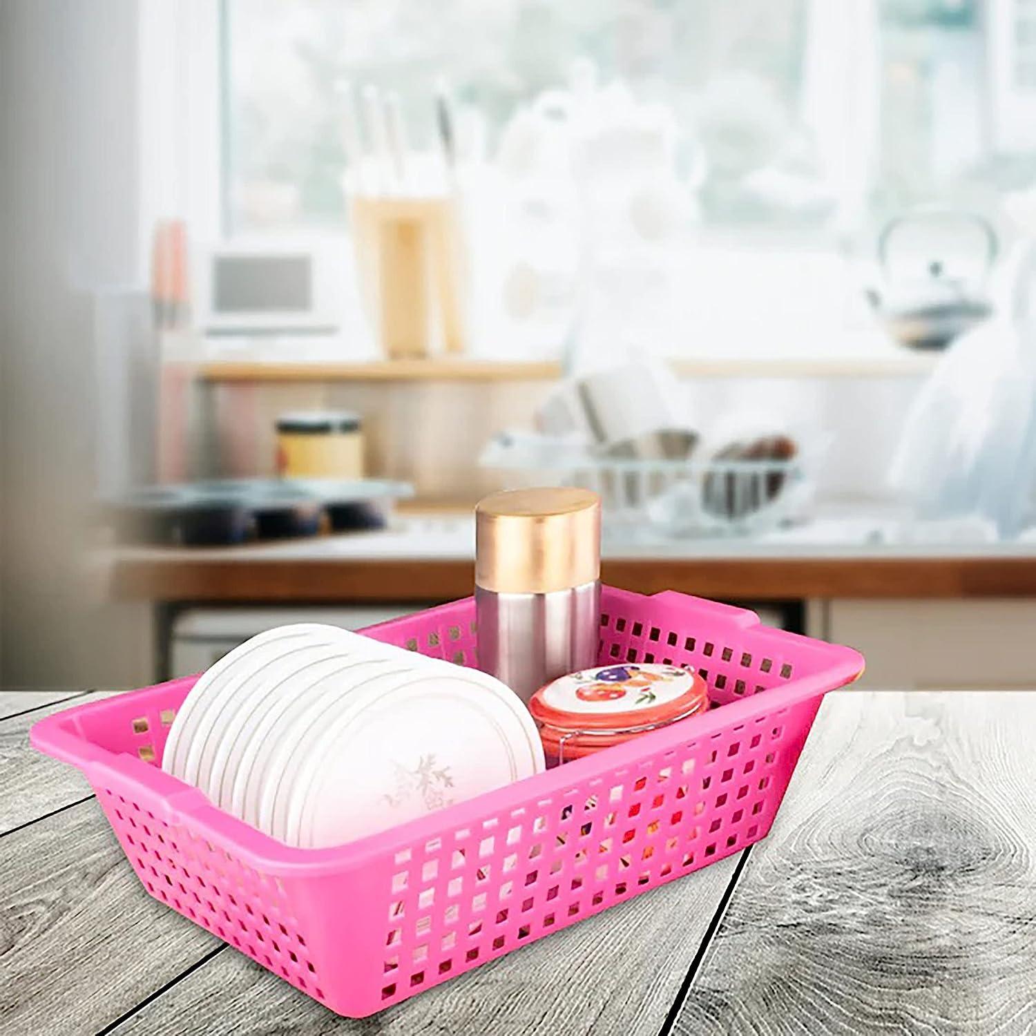 Atevon Plastic Rectangular Basket Kitchen Storage Organiser 50 x 50 x 50 mm_1