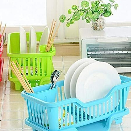 Atevon Plastic Rectangular Basket Kitchen Storage Organiser 30 x 44 x 13 cm_1