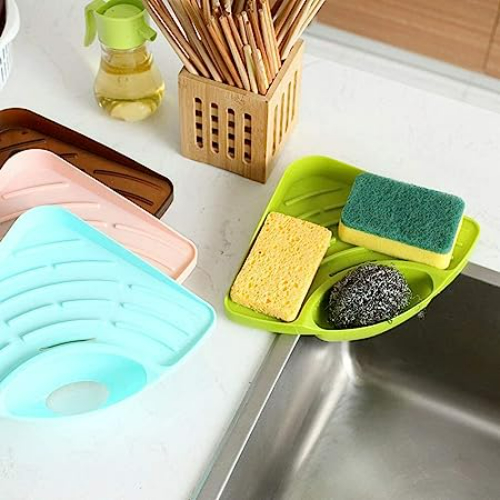 Atevon Plastic Rectangular Sink Corner Kitchen Storage Organiser 11 x 10 x 11 cm_2