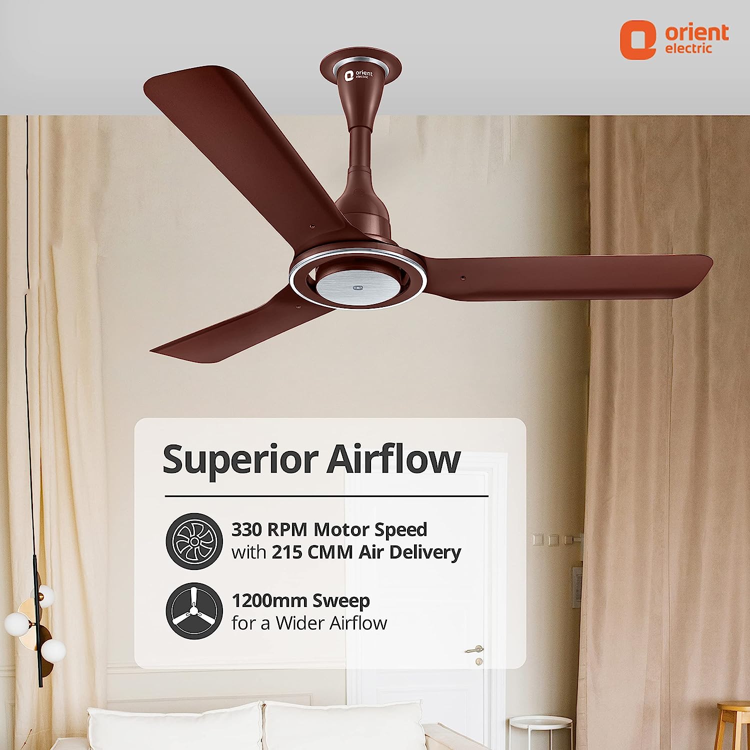 Buy High Speed Ceiling Fan with wider blades and 270 CMM