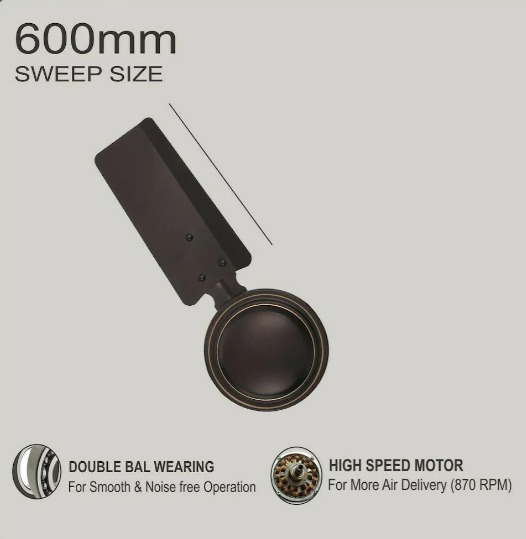 GESTOR GTR212 Ultra High Speed 600 mm 4 Blades 60 W Smoked Brown Ceiling Fans_1