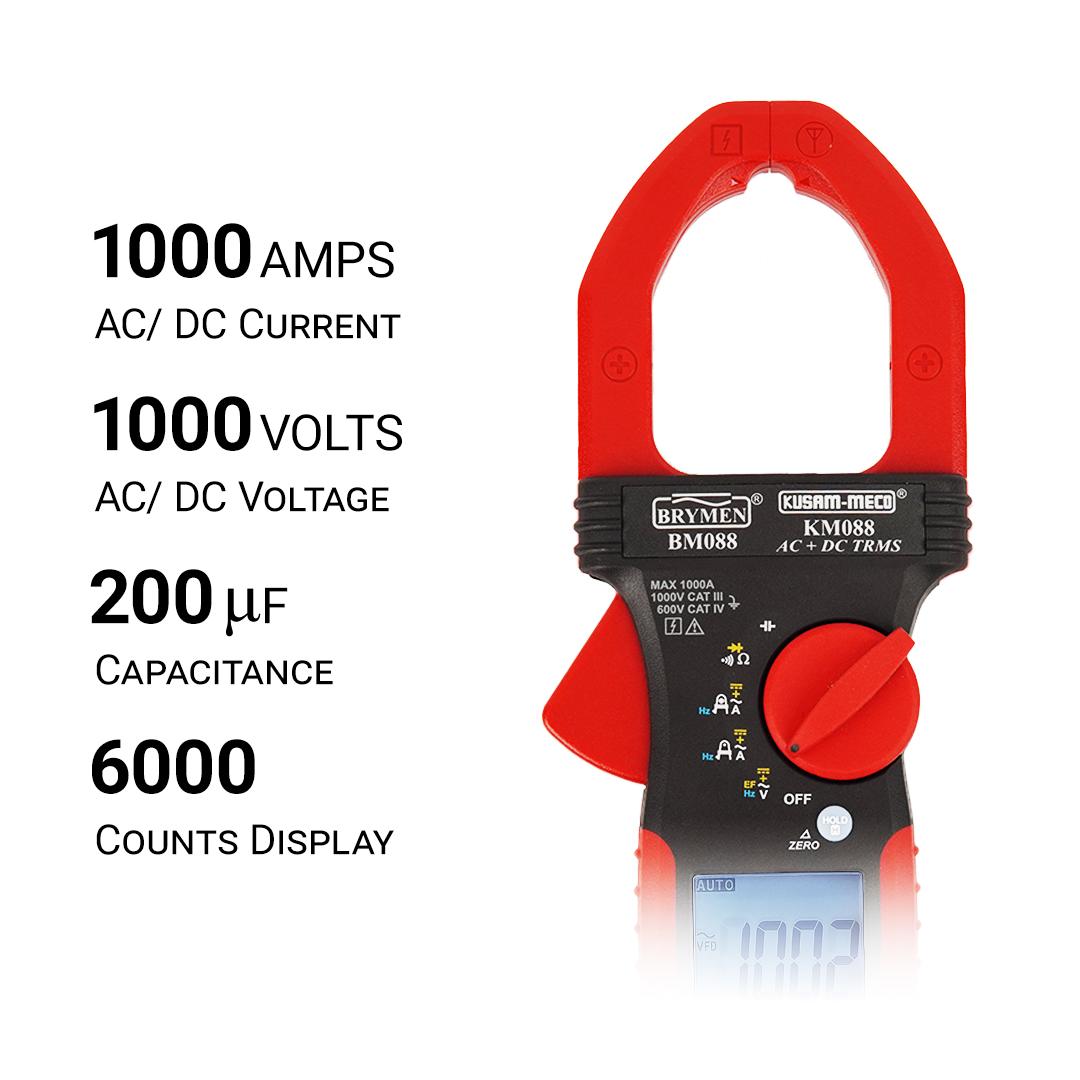 KUSAM-MECO KM 088 60 - 1000 A 600 - 1000 V AC DC Clamp Meter_1