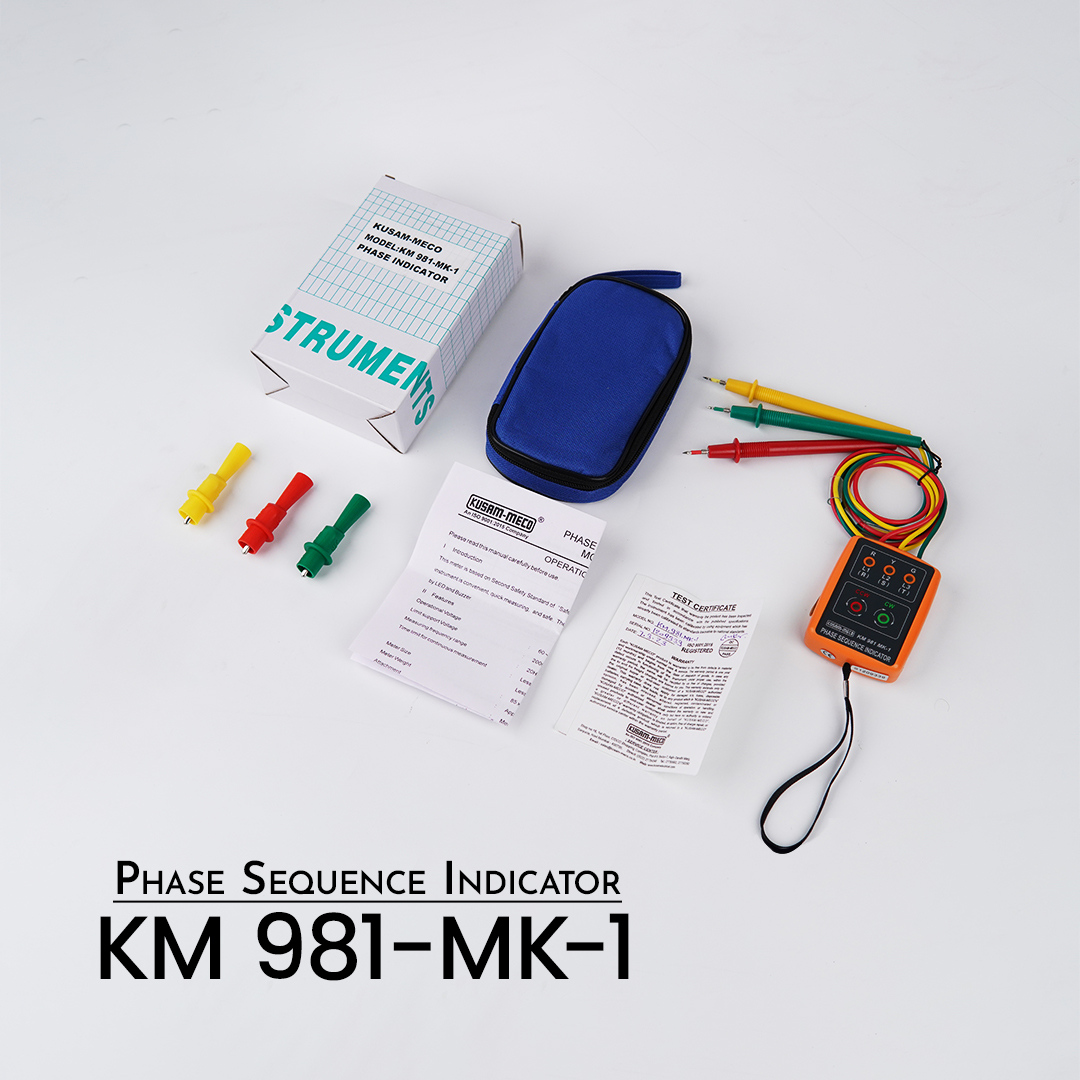 KUSAM-MECO KM981MK1 20 - 400 Hz Phase Sequence Indicator 60 - 600 VAC_2