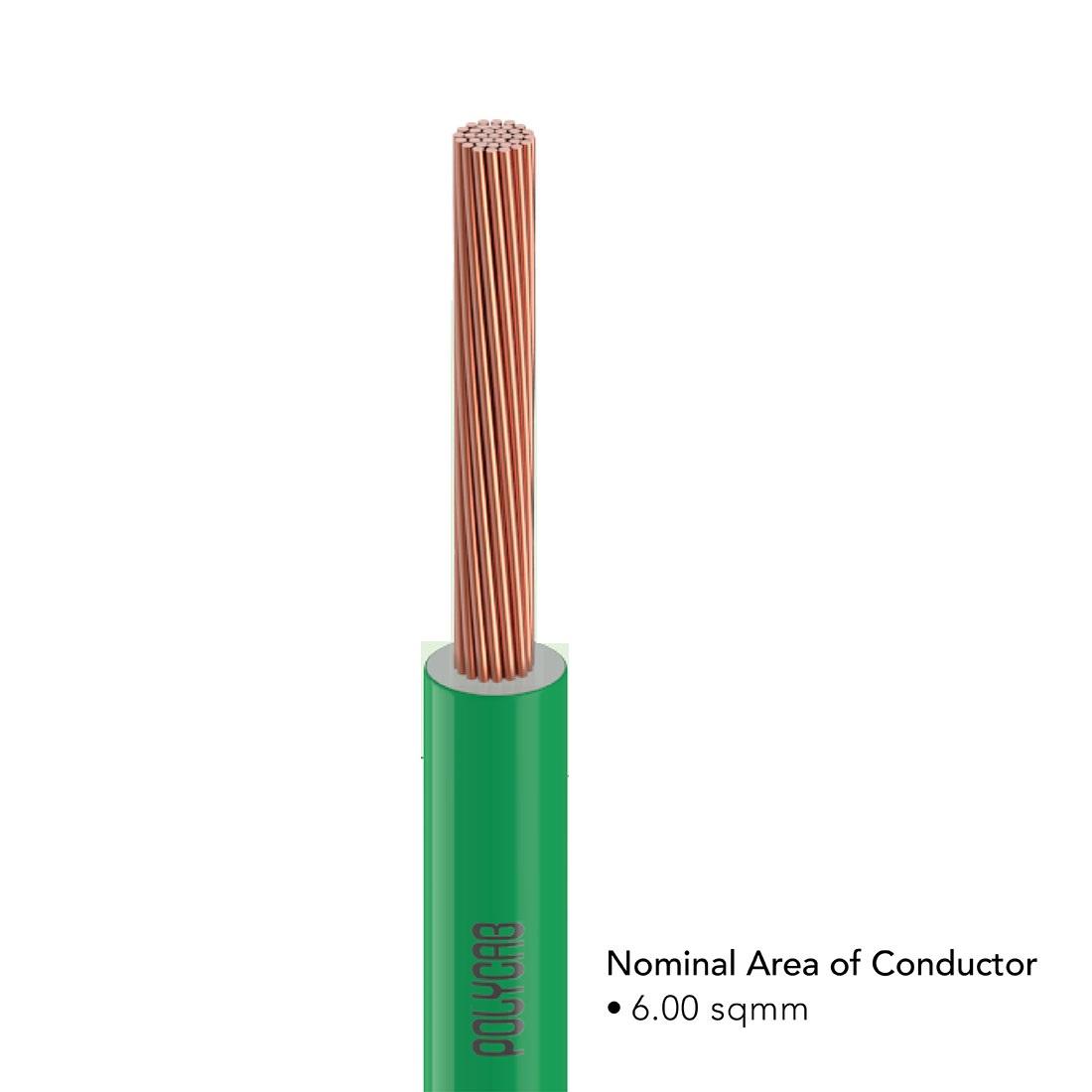 Polycab 6 sqmm Stranded Electric Wire Green 90 m_2