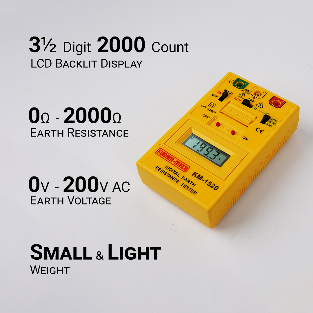 KUSAM-MECO KM1520 Earth Tester 0 - 20 Ω 3 1/2 Digit LCD_1