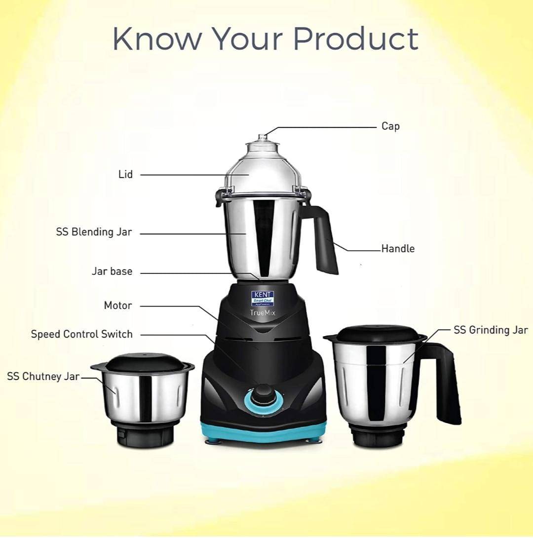 KENT TrueMix-B Mixer Grinder 750 W 3 Jar Black_1