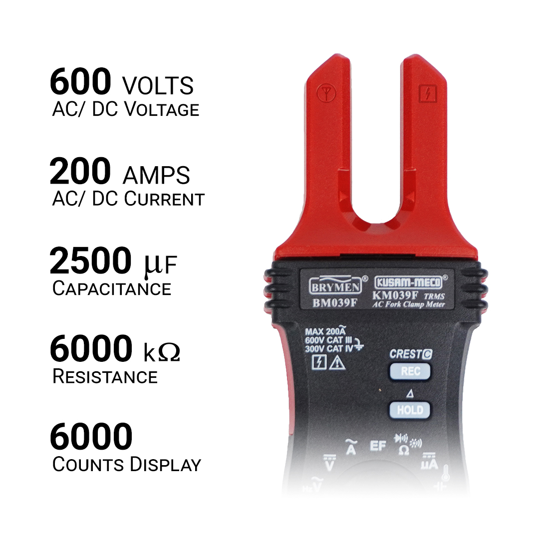 KUSAM-MECO KM039F 0.01 A - 200 A 0.1 V - 600 V AC DC Clamp Meter_2