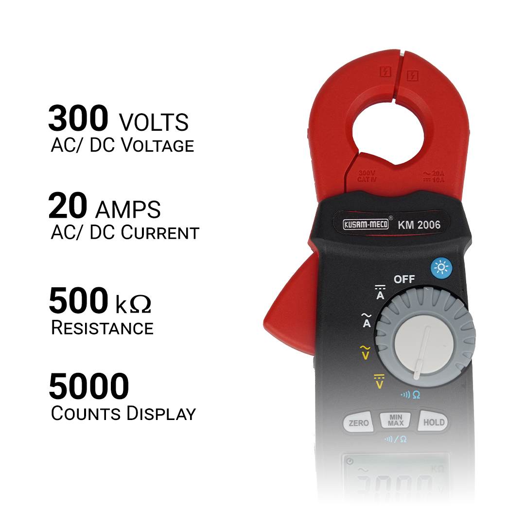 KUSAM-MECO KM2006 0.1 mA - 20 A 0.01 V - 300 V AC DC Clamp Meter_2