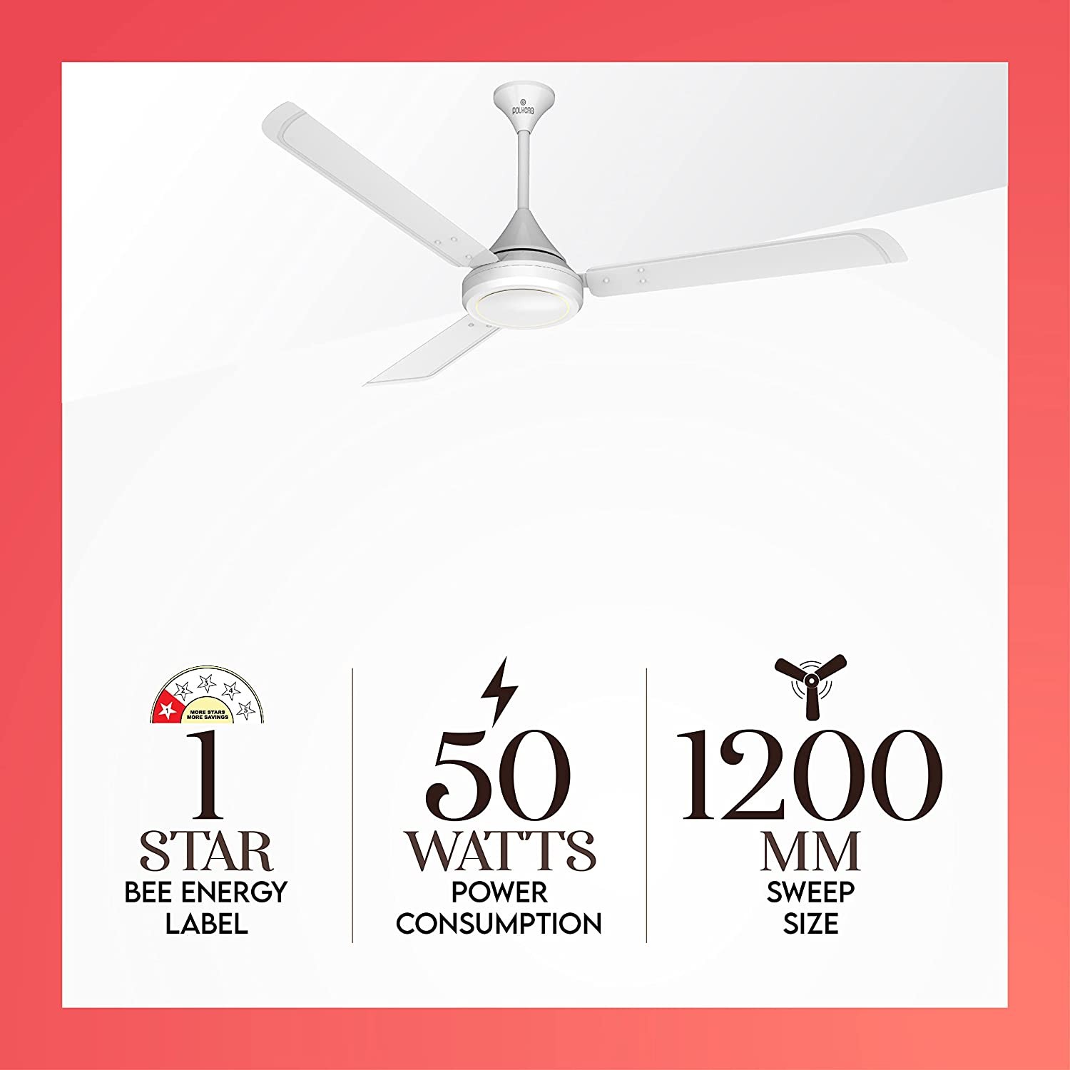 Polycab Charisma Plus 1200 mm 3 Blades 50 W Creamy White Ceiling Fans_2