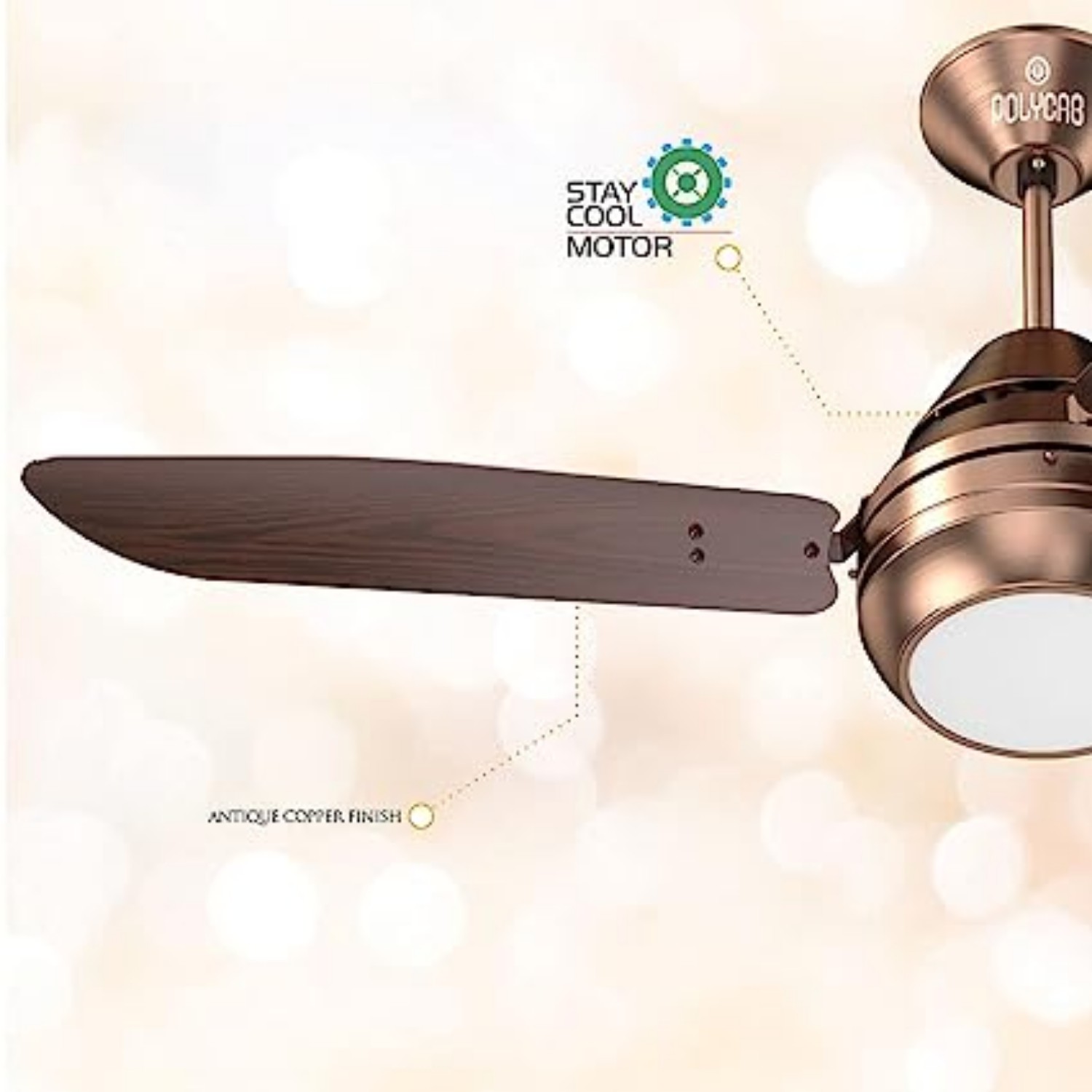 Polycab Superia SP01 1200 mm 3 Blades 75 W Antique Copper Rosewood Ceiling Fans_3