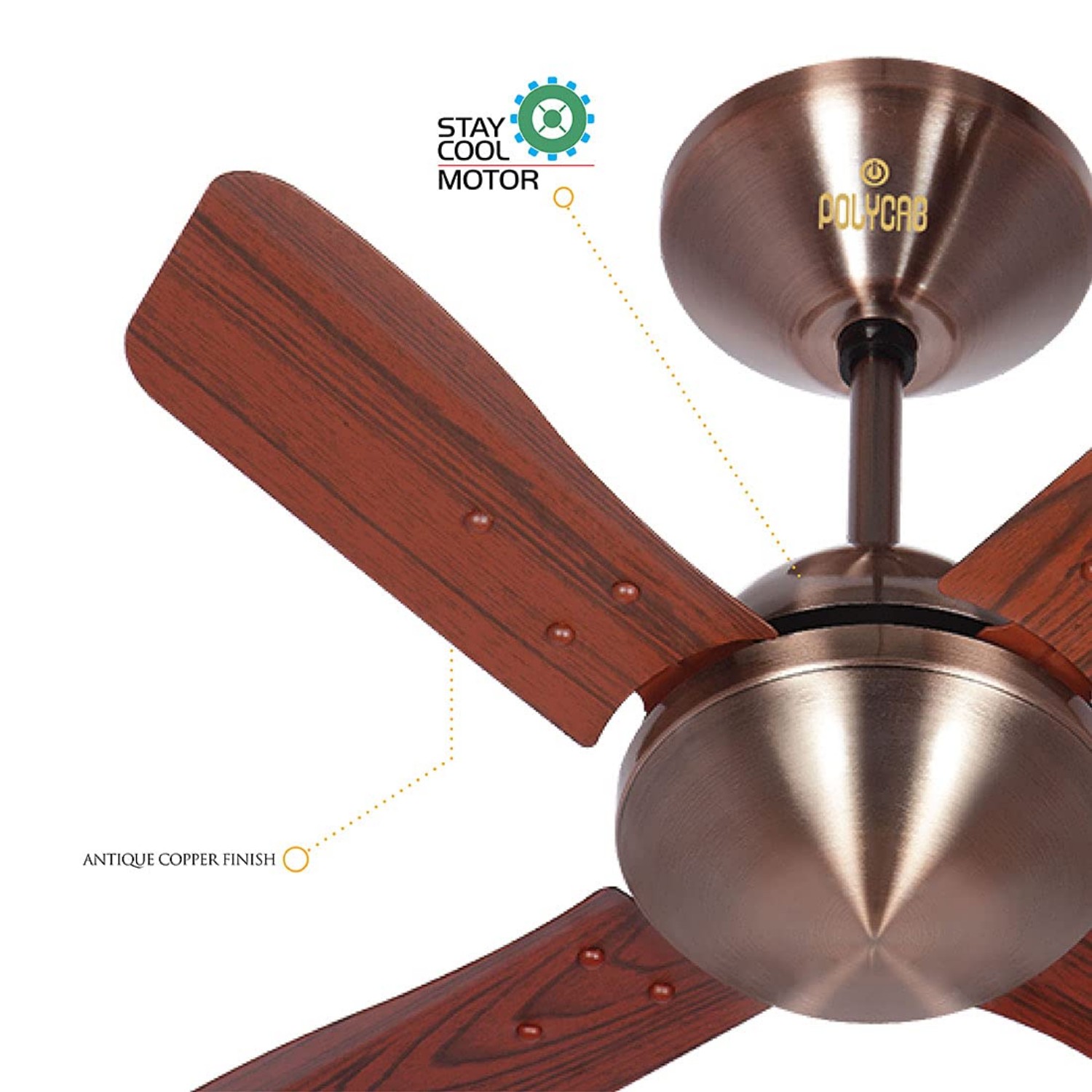 Polycab Superia SP06 Super Premium 600 mm 4 Blades 75 W Brown Ceiling Fans_2