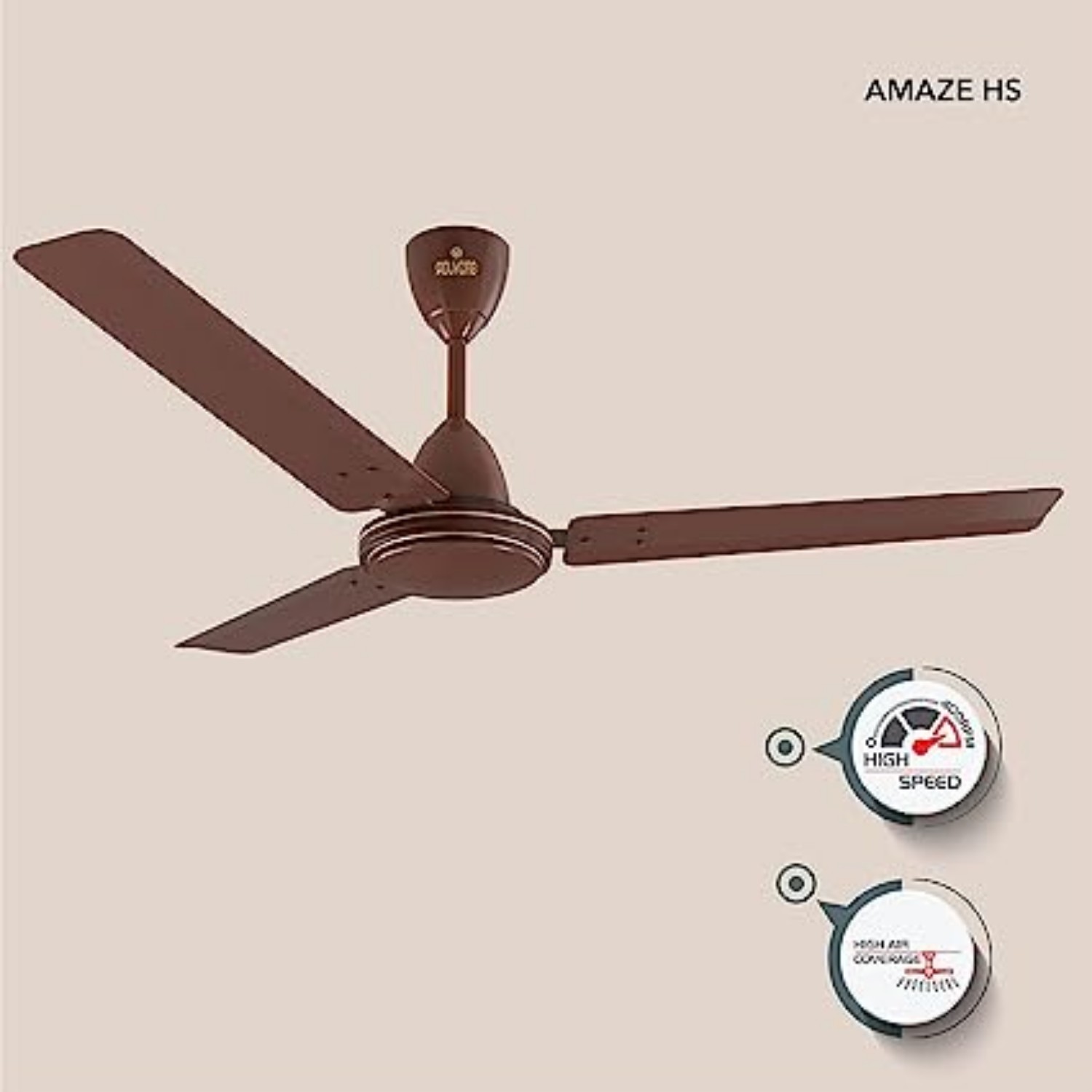 Polycab Amaze HS Economy 1200 mm 3 Blades 75 W Brown Ceiling Fans_1